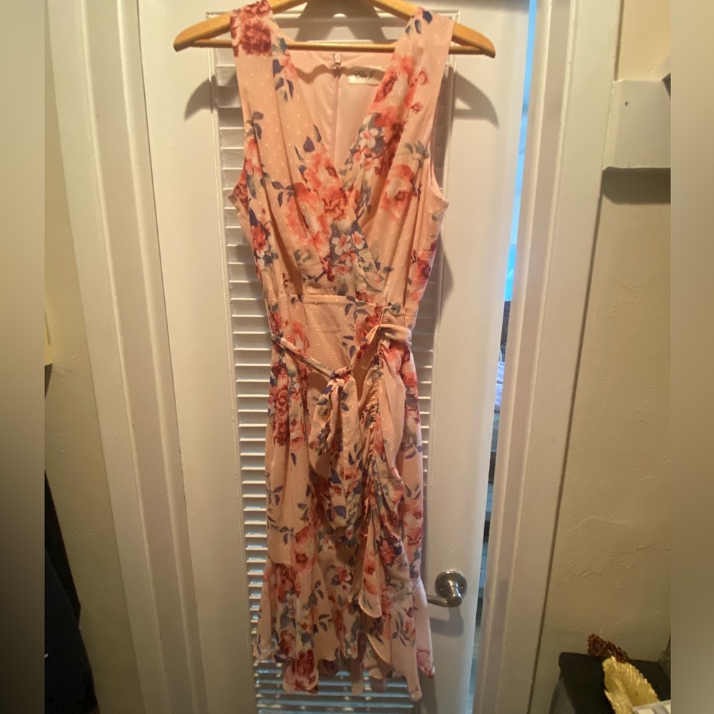 Eliza J Floral Ruched Chiffon dress, Size 12